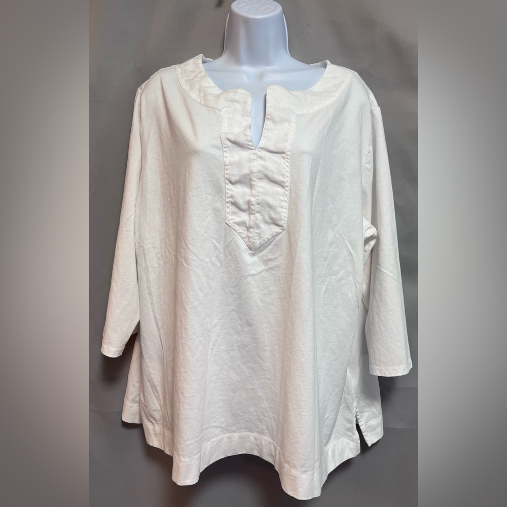 LAUREN Ralph Lauren White Plus Size 3X Cotton Women T Shirts Black Label